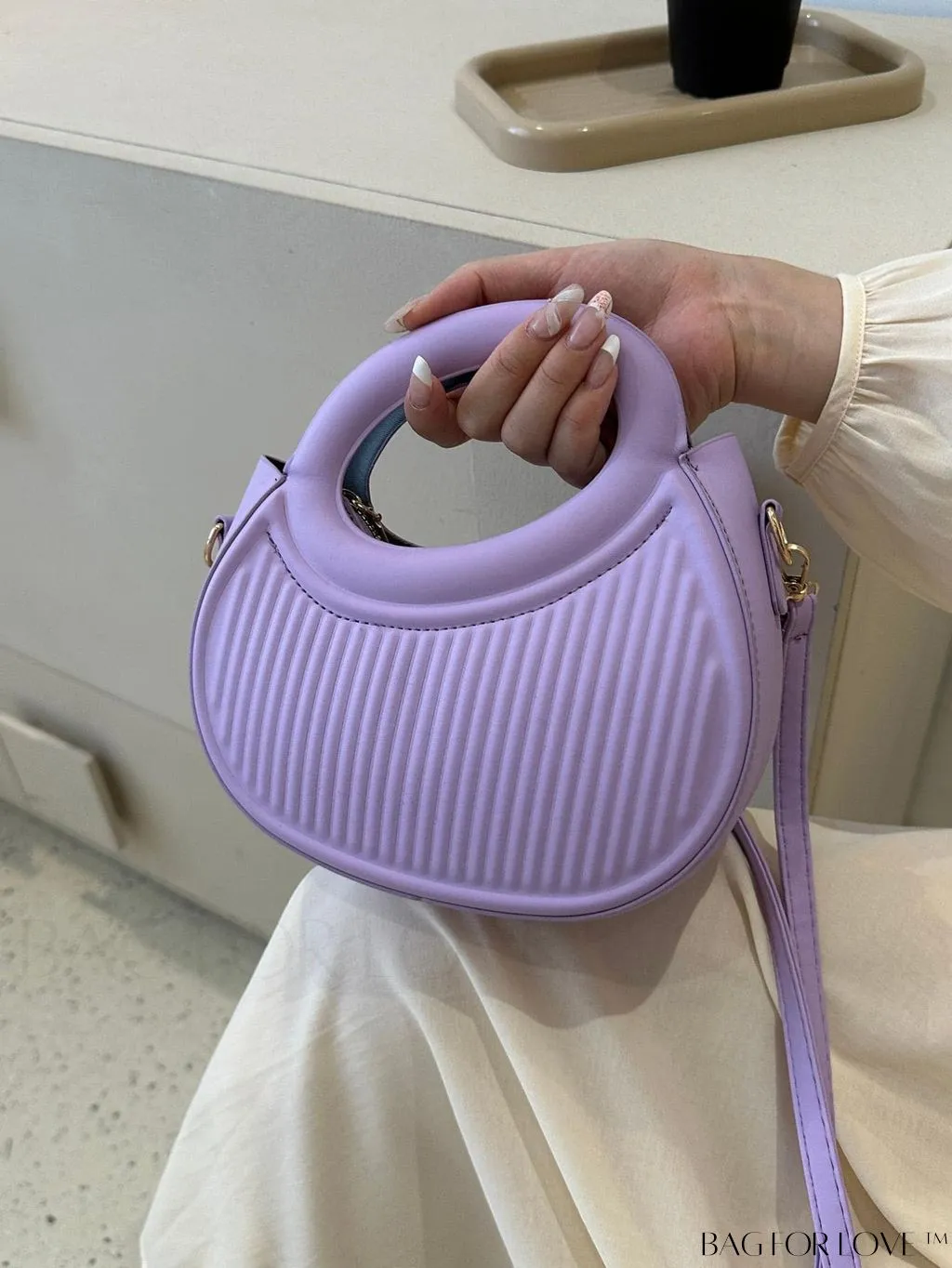 BagForLove - Purple PU Mini Satchel with Embossed Detail - Compact and Stylish
