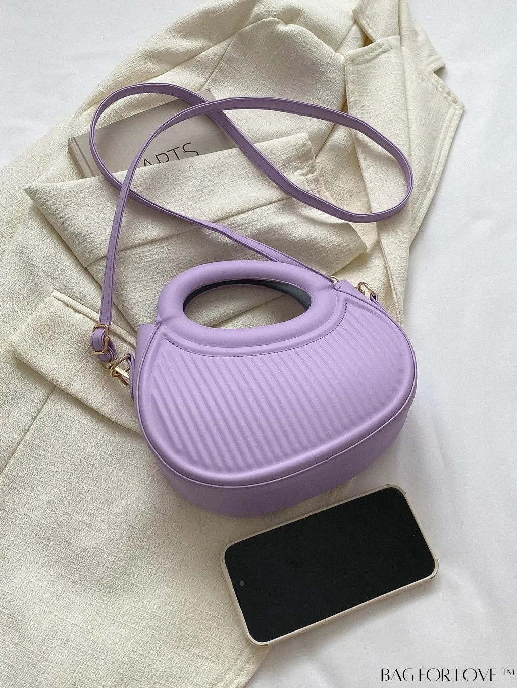 BagForLove - Purple PU Mini Satchel with Embossed Detail - Compact and Stylish