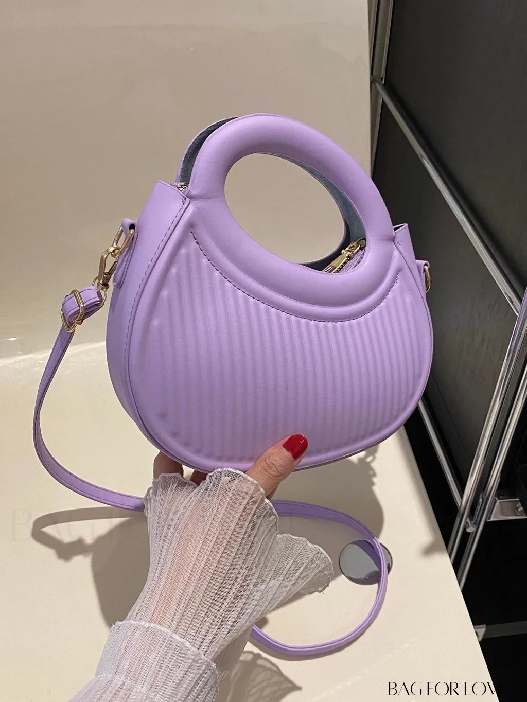 BagForLove - Purple PU Mini Satchel with Embossed Detail - Compact and Stylish