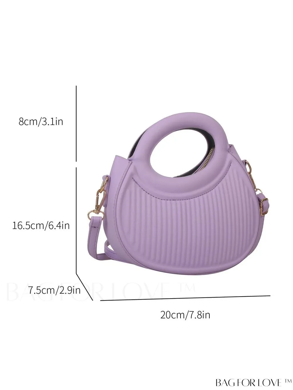 BagForLove - Purple PU Mini Satchel with Embossed Detail - Compact and Stylish