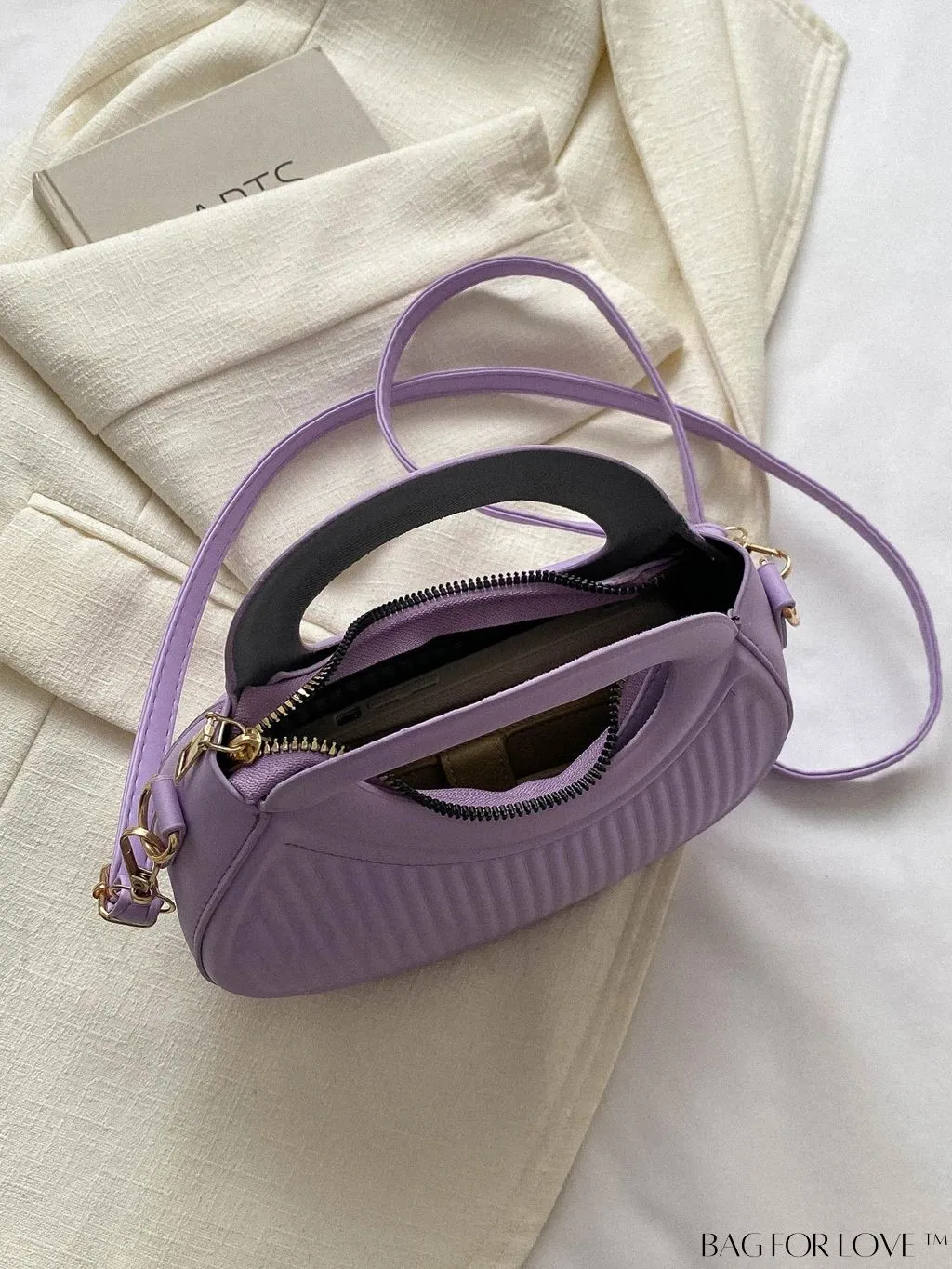 BagForLove - Purple PU Mini Satchel with Embossed Detail - Compact and Stylish
