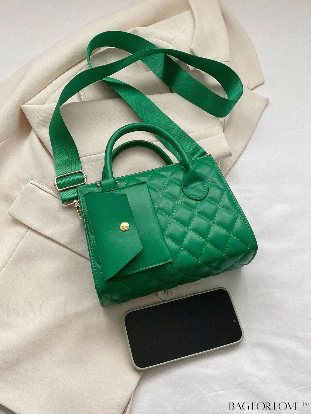 BagForLove - Quilted Double Handle Square Bag with Coin Purse - Elegant and Stylish