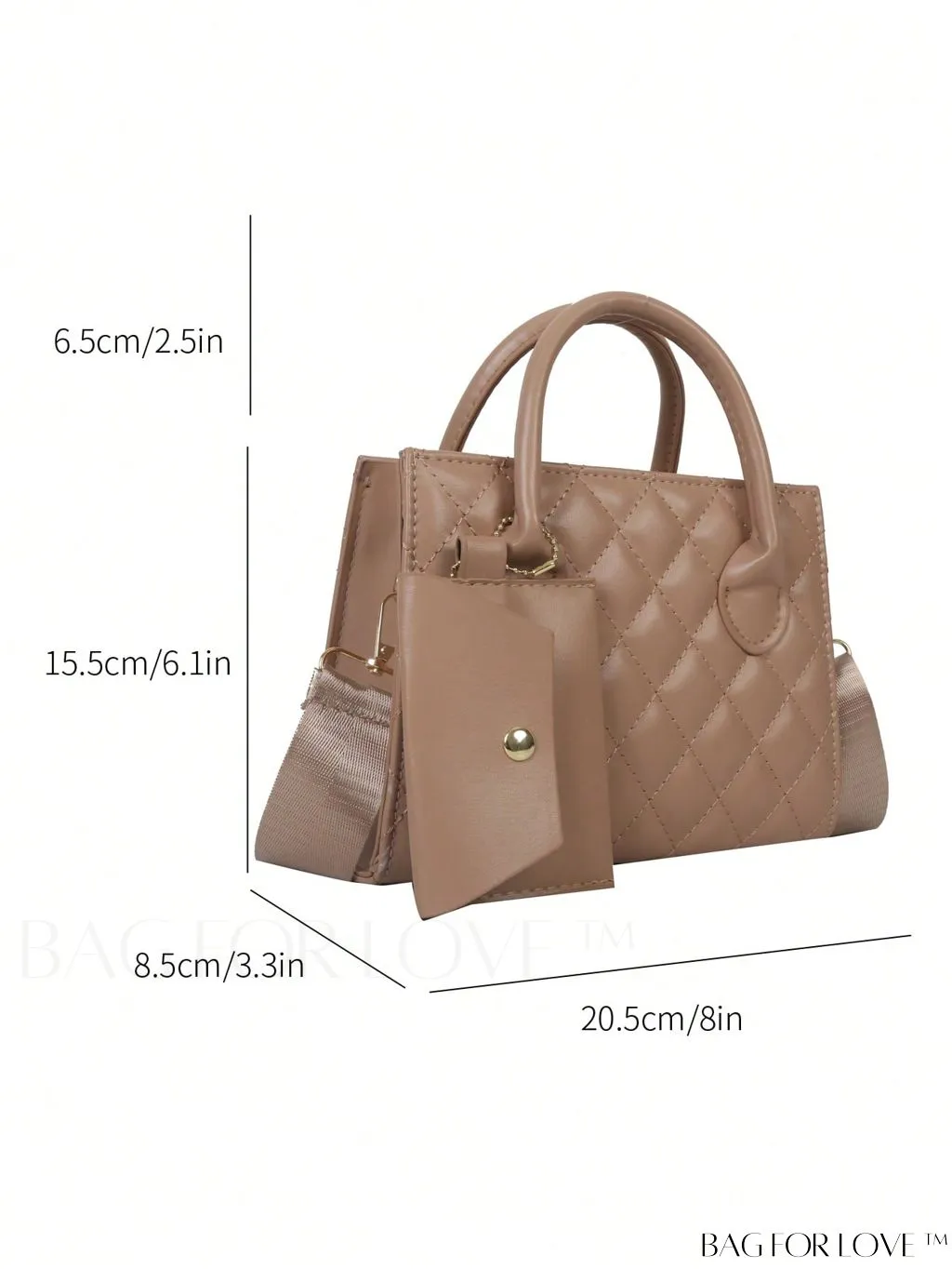 BagForLove - Quilted Double Handle Square Bag with Coin Purse - Elegant and Stylish
