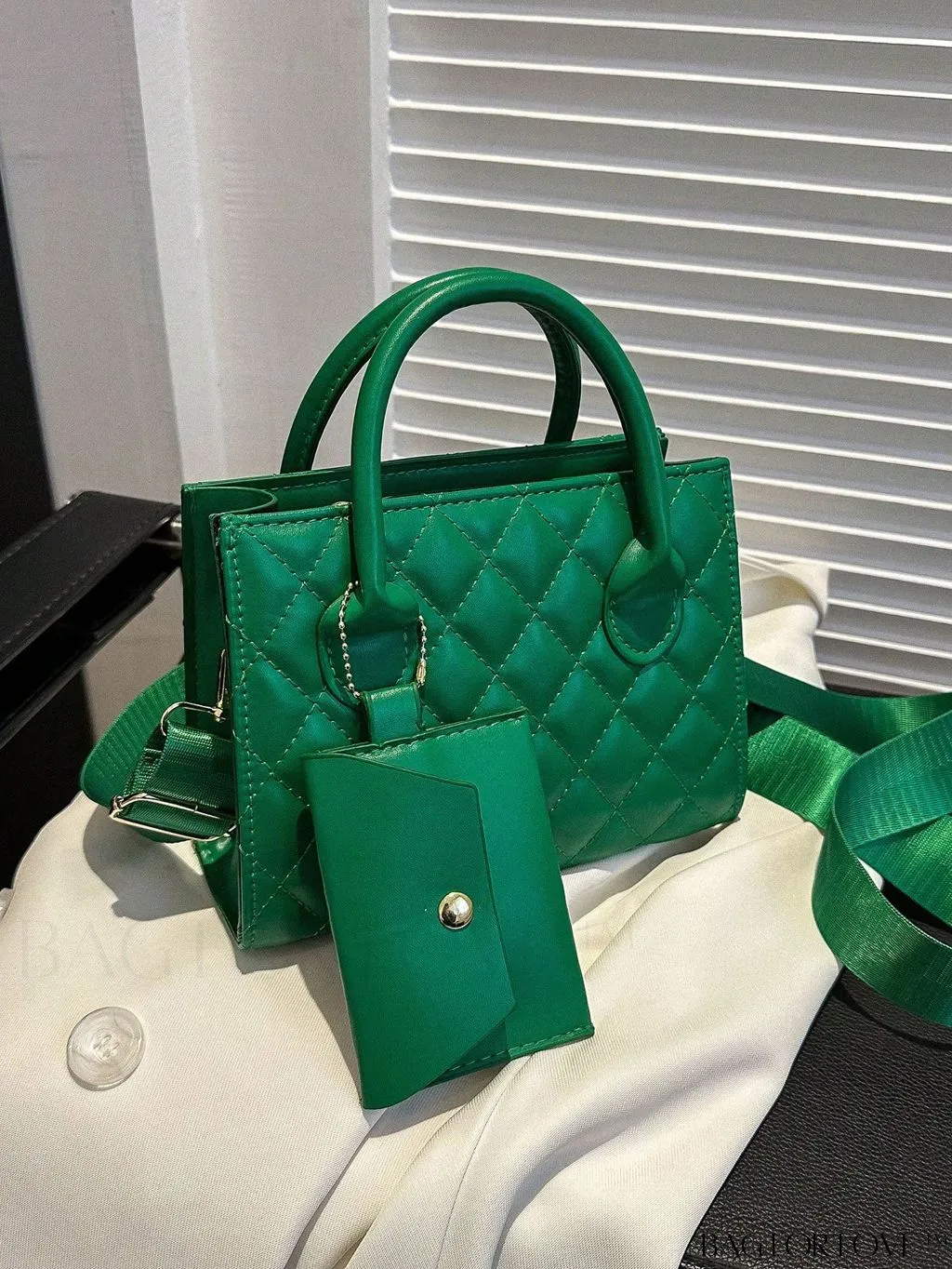 BagForLove - Quilted Double Handle Square Bag with Coin Purse - Elegant and Stylish