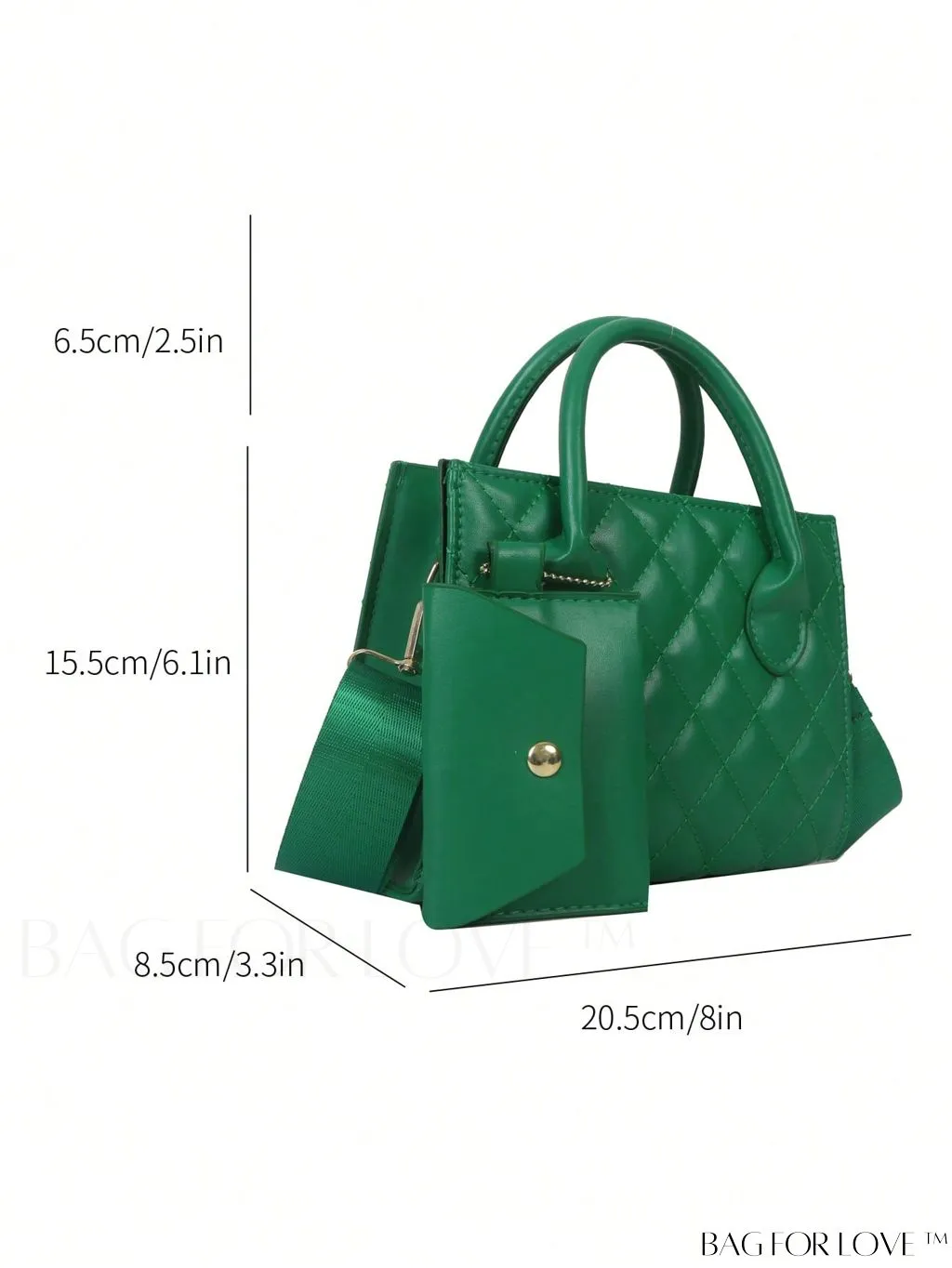 BagForLove - Quilted Double Handle Square Bag with Coin Purse - Elegant and Stylish