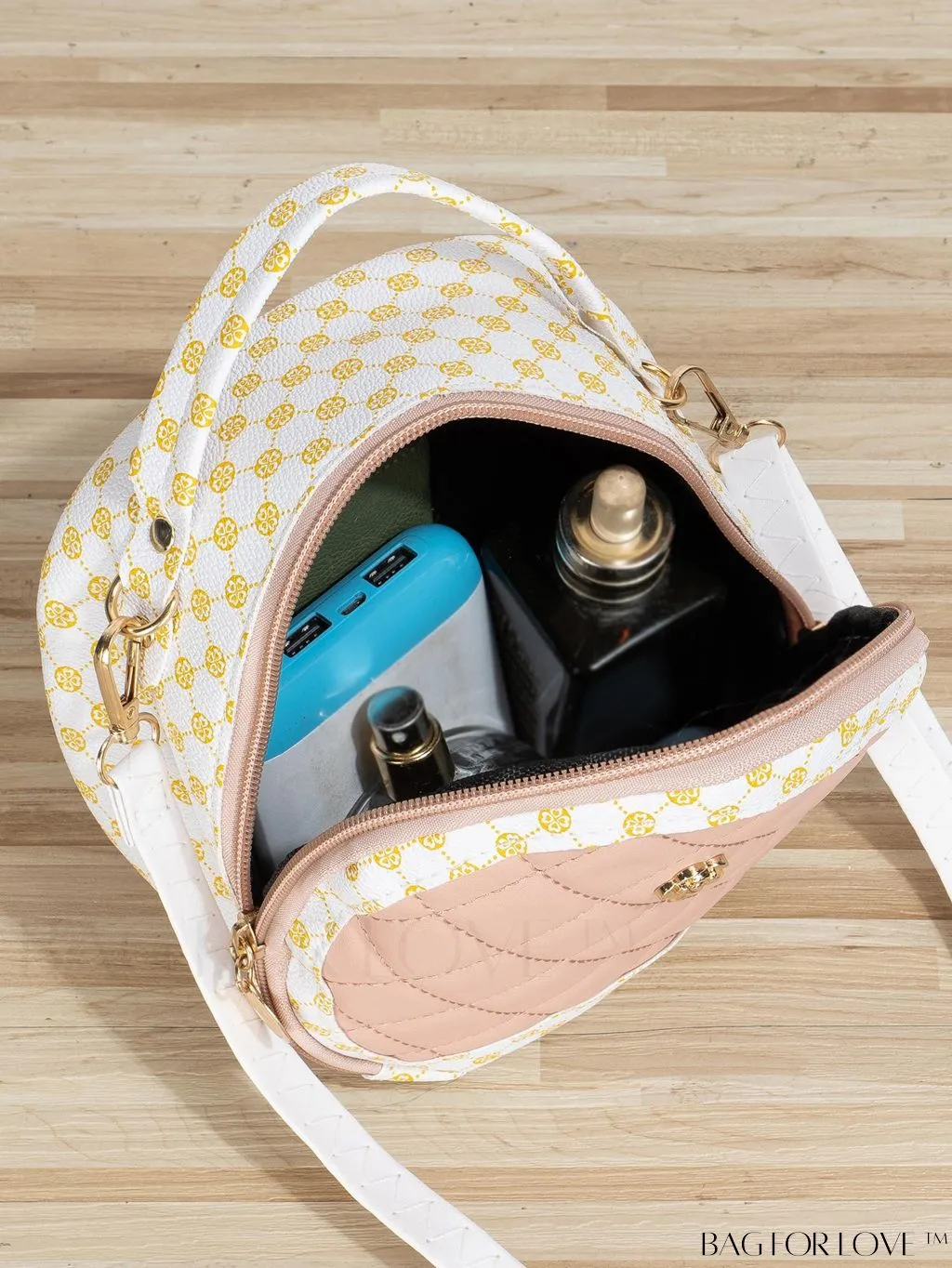 BagForLove - Quilted Mini Circle Bag with Metal Decor - Stylish Top Handle for Daily Use