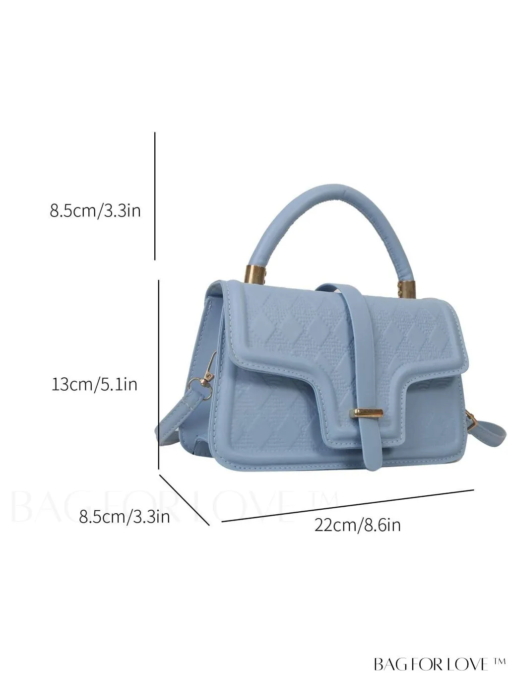 BagForLove - Rhombus Pattern Square Bag: Elegant Solid Color with Flap Top Handle. Fashionably Stylish.