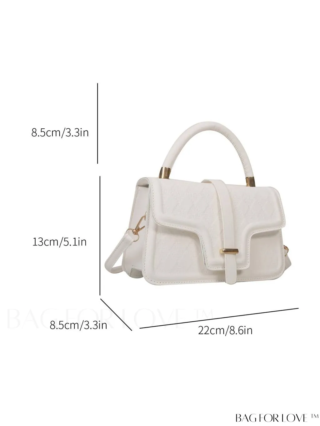 BagForLove - Rhombus Pattern Square Bag: Elegant Solid Color with Flap Top Handle. Fashionably Stylish.
