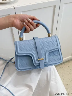 BagForLove - Rhombus Pattern Square Bag: Elegant Solid Color with Flap Top Handle. Fashionably Stylish.