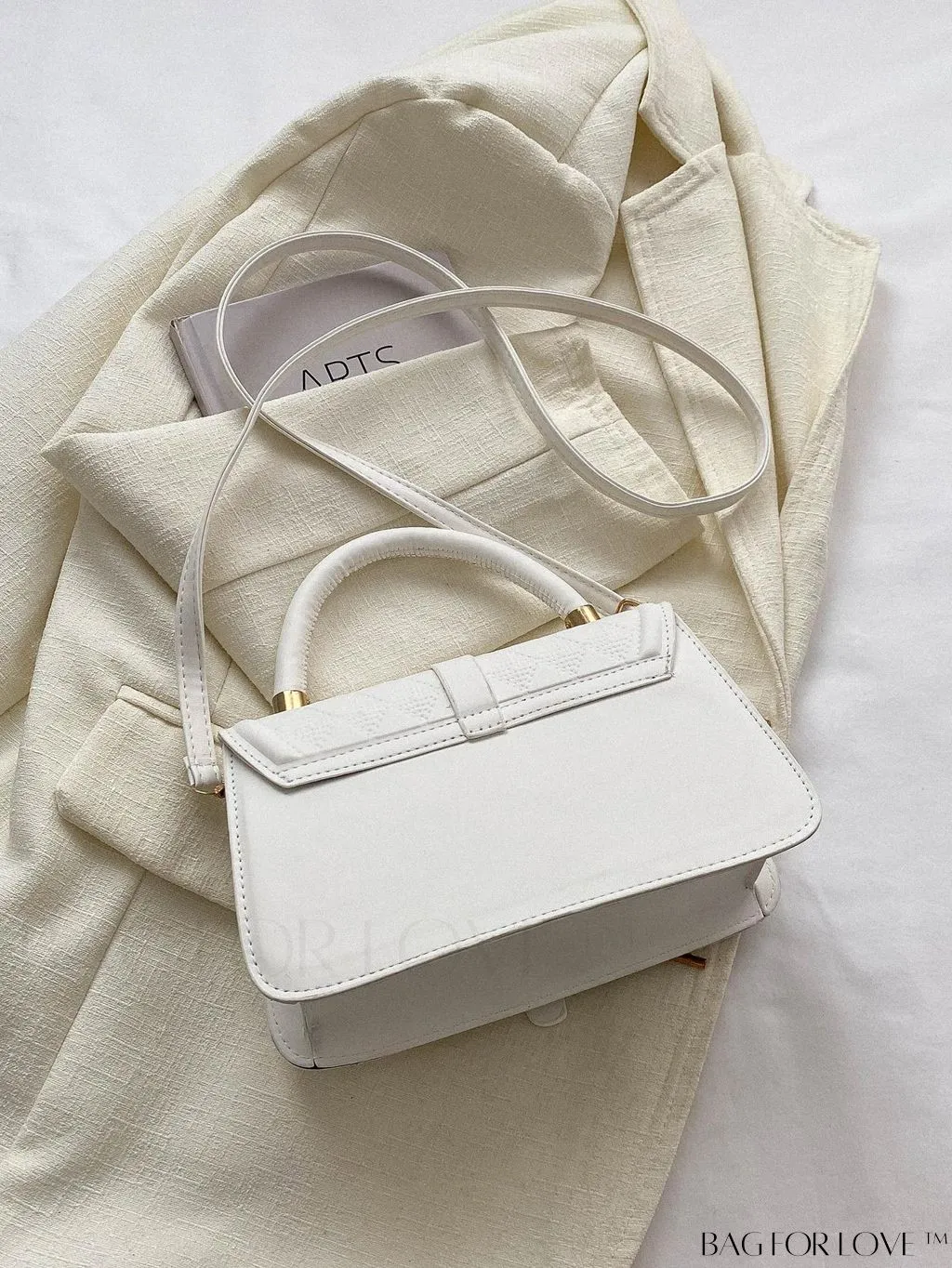 BagForLove - Rhombus Pattern Square Bag: Elegant Solid Color with Flap Top Handle. Fashionably Stylish.