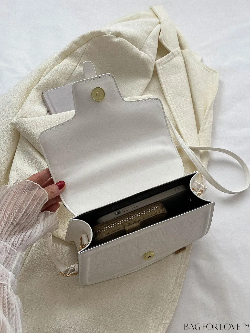 BagForLove - Rhombus Pattern Square Bag: Elegant Solid Color with Flap Top Handle. Fashionably Stylish.