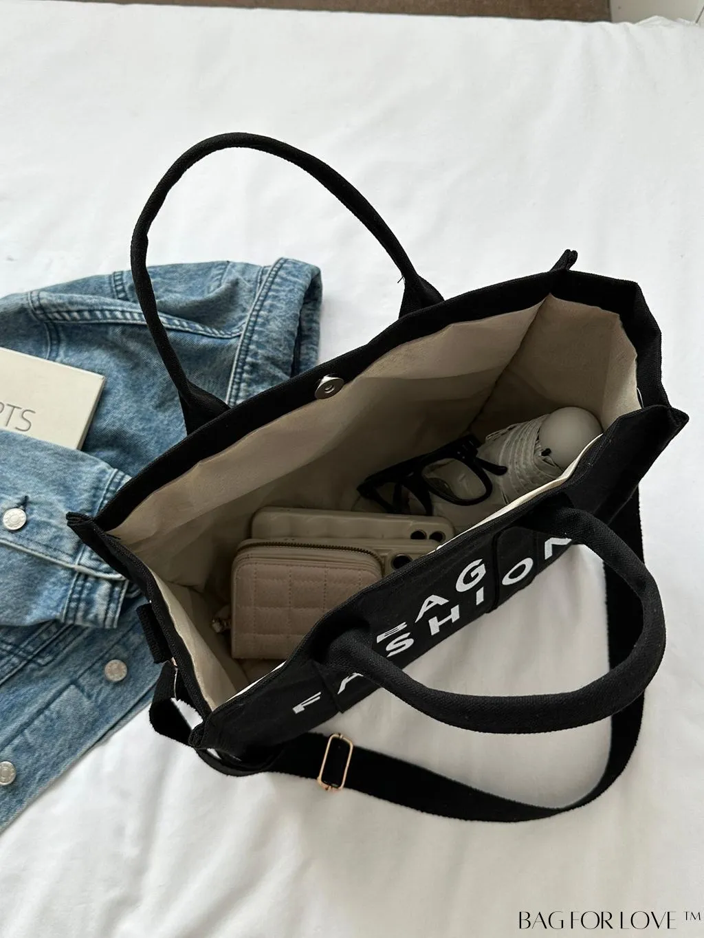 BagForLove - Stylish Canvas Tote: Lightweight, Adjustable Shoulder Bag for Fashionable Students