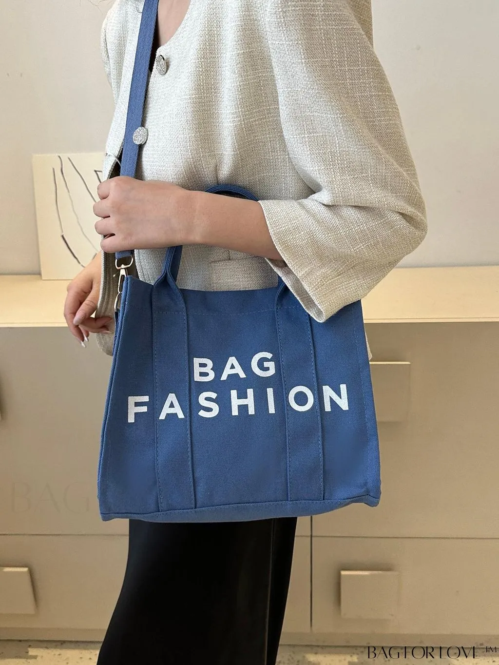 BagForLove - Stylish Canvas Tote: Lightweight, Adjustable Shoulder Bag for Fashionable Students