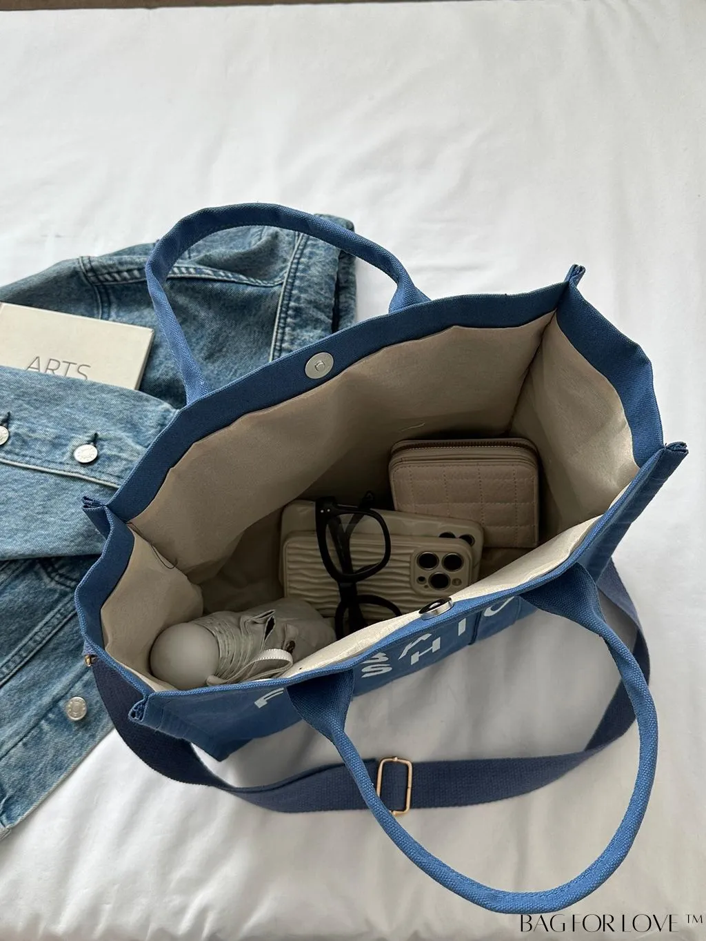 BagForLove - Stylish Canvas Tote: Lightweight, Adjustable Shoulder Bag for Fashionable Students