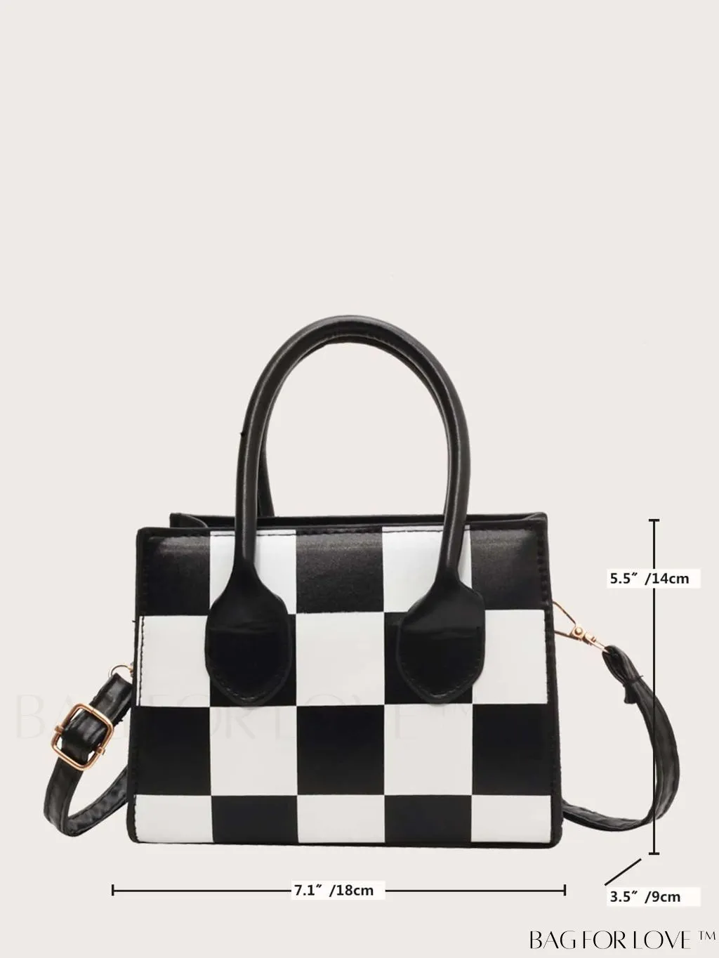 BagForLove - Stylish Checked Pattern Shoulder Bag - Compact and Fashionable