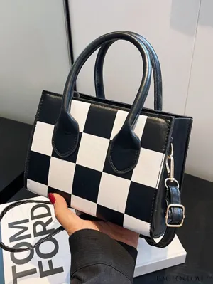 BagForLove - Stylish Checked Pattern Shoulder Bag - Compact and Fashionable