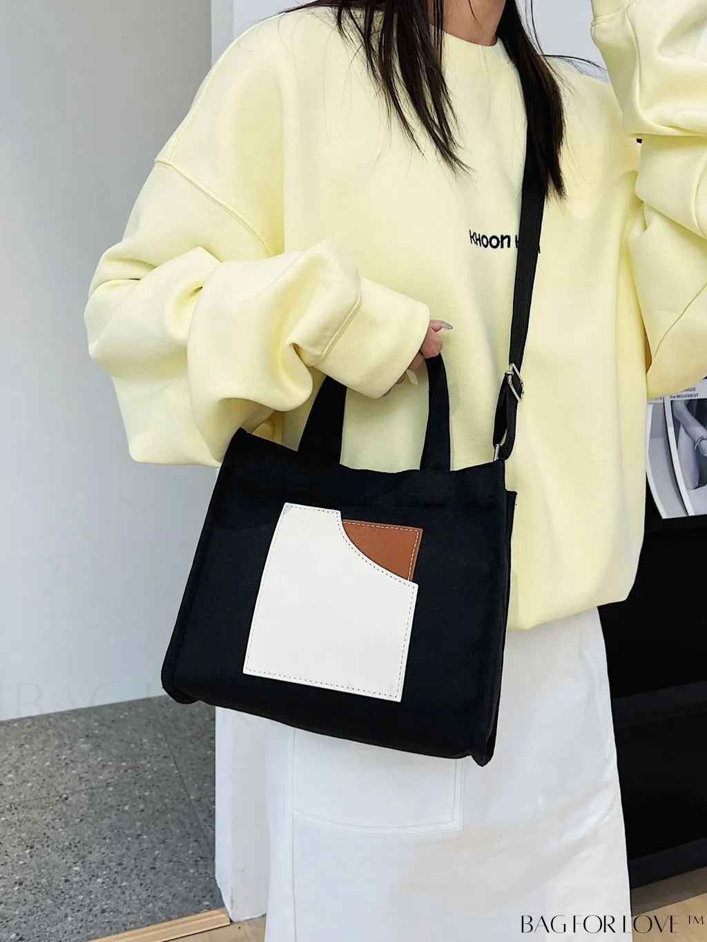 BagForLove - Stylish Color Block Handbag with Adjustable Shoulder Strap