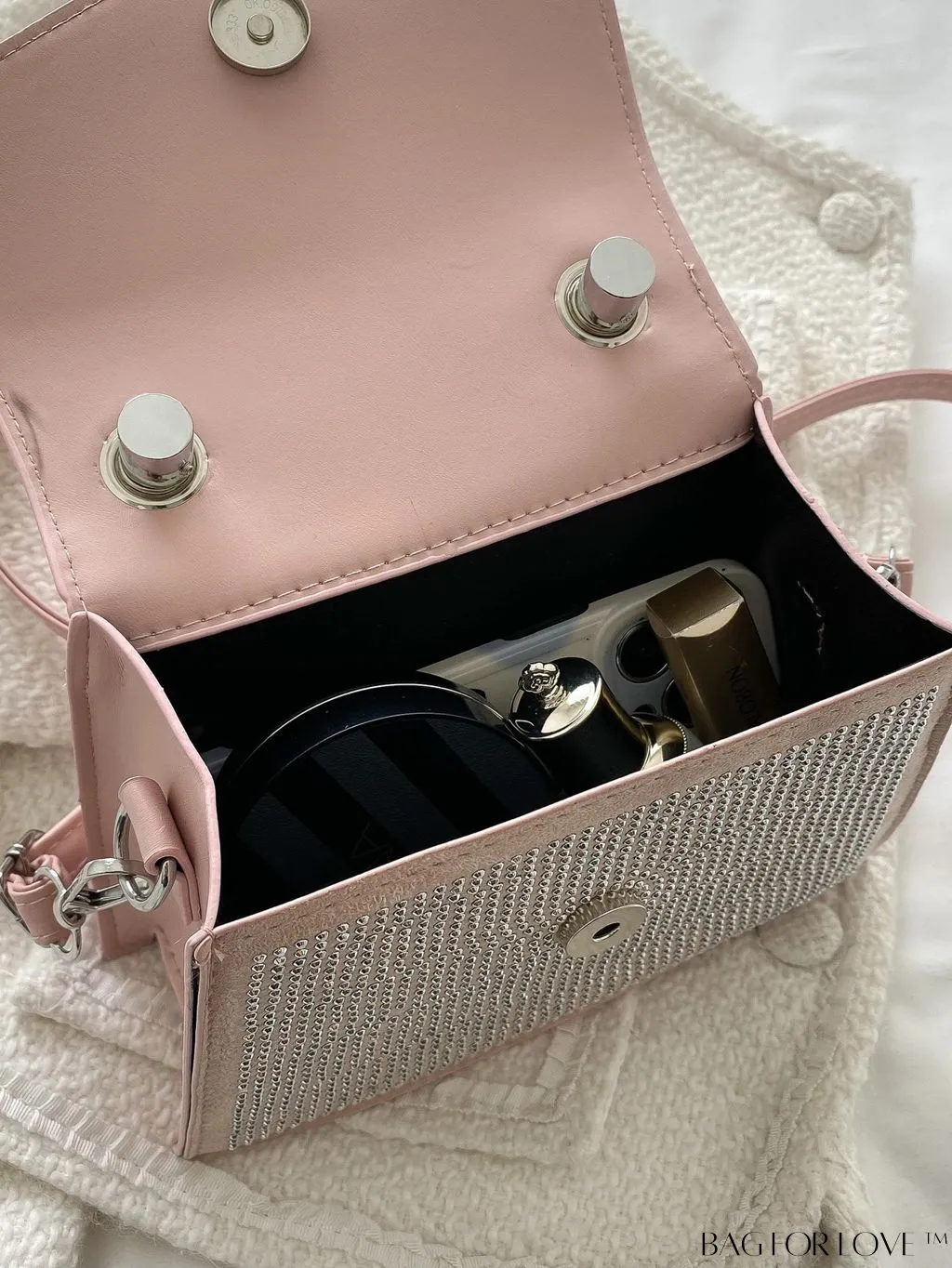 BagForLove - Stylish Flap Handbag with Adjustable Strap Featuring Mini Rivet Decoration