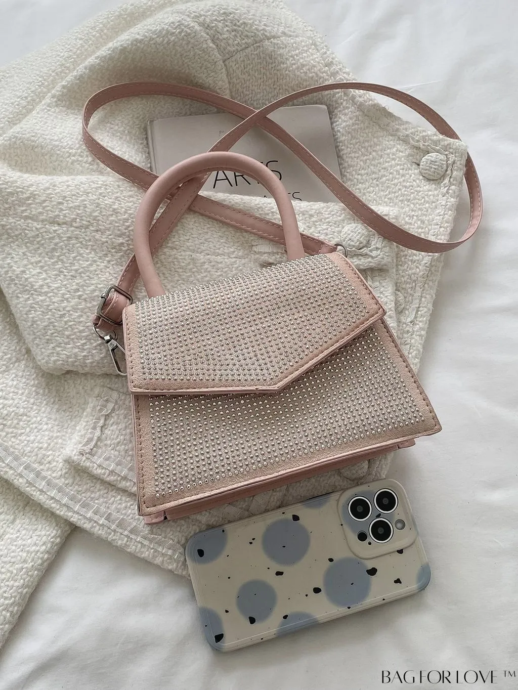 BagForLove - Stylish Flap Handbag with Adjustable Strap Featuring Mini Rivet Decoration