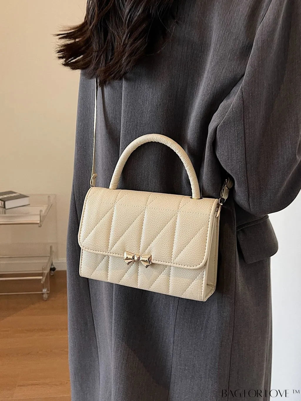 BagForLove - Stylish Rhombus Pattern Handbag With Elegant Bow Decoration