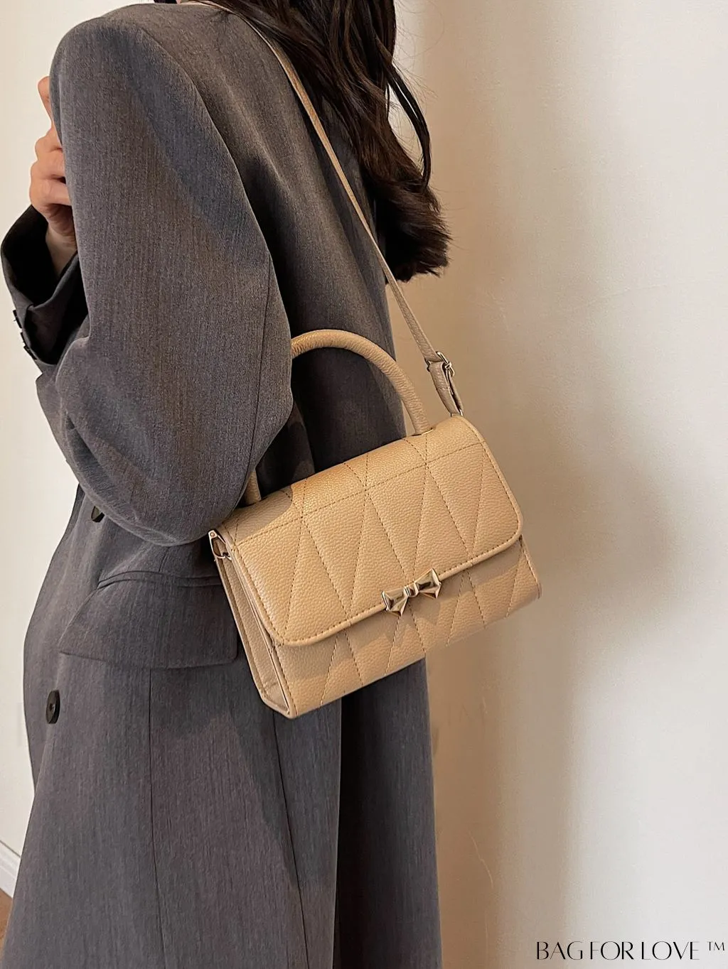 BagForLove - Stylish Rhombus Pattern Handbag With Elegant Bow Decoration