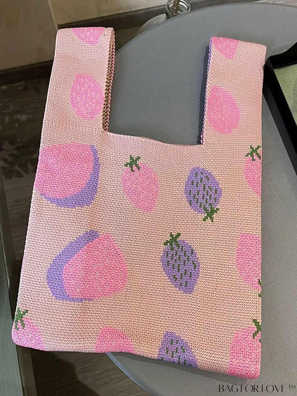 BagForLove - Stylish Striped and Floral Crochet Bag with Double Handle and Polyester Material