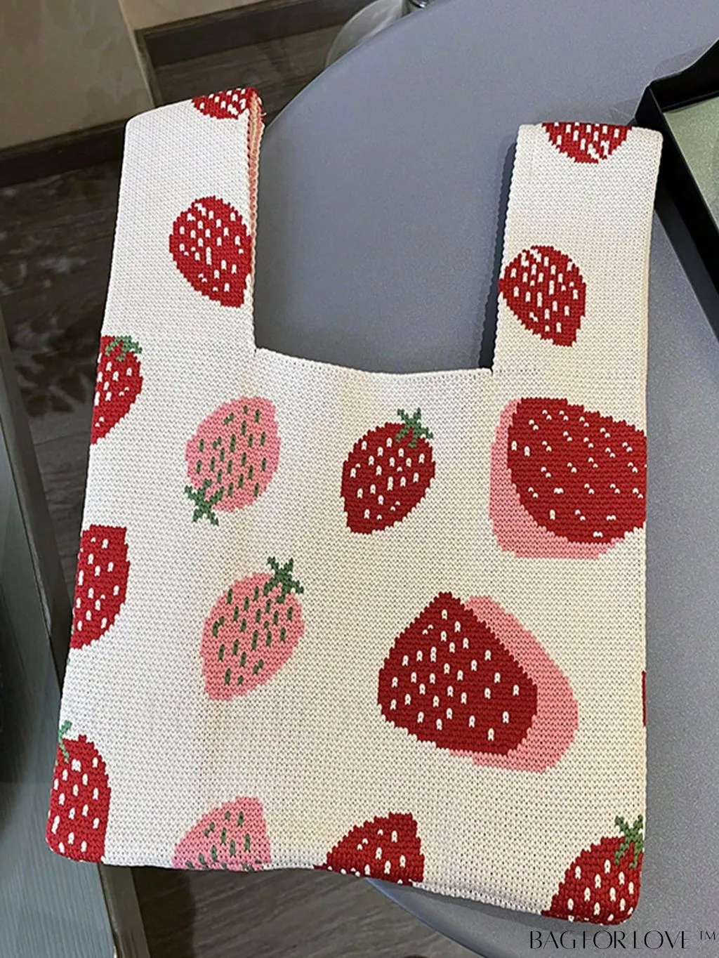 BagForLove - Stylish Striped and Floral Crochet Bag with Double Handle and Polyester Material
