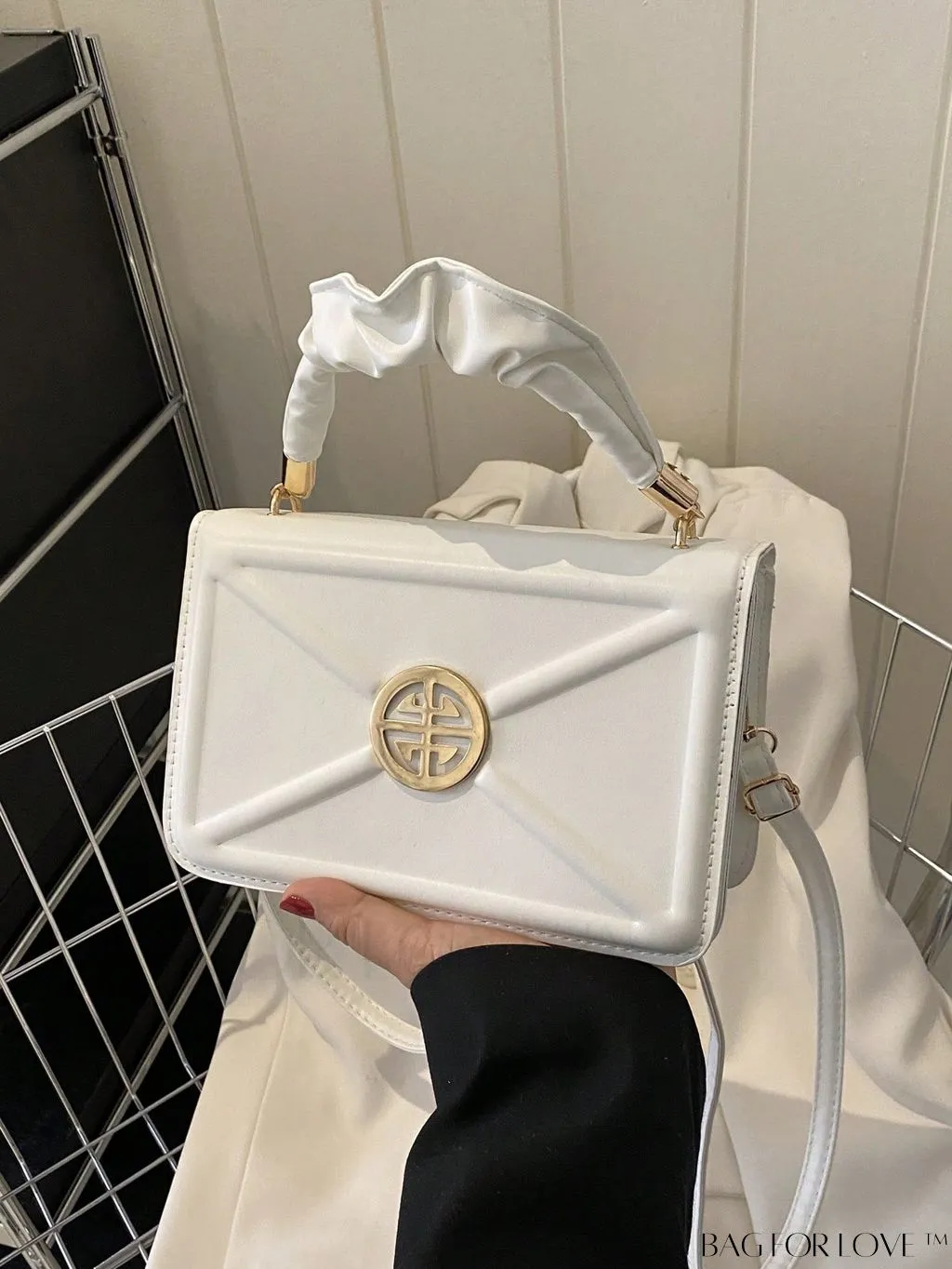 BagForLove - Stylish Top-Handle Bag with Red Square Metal Decoration
