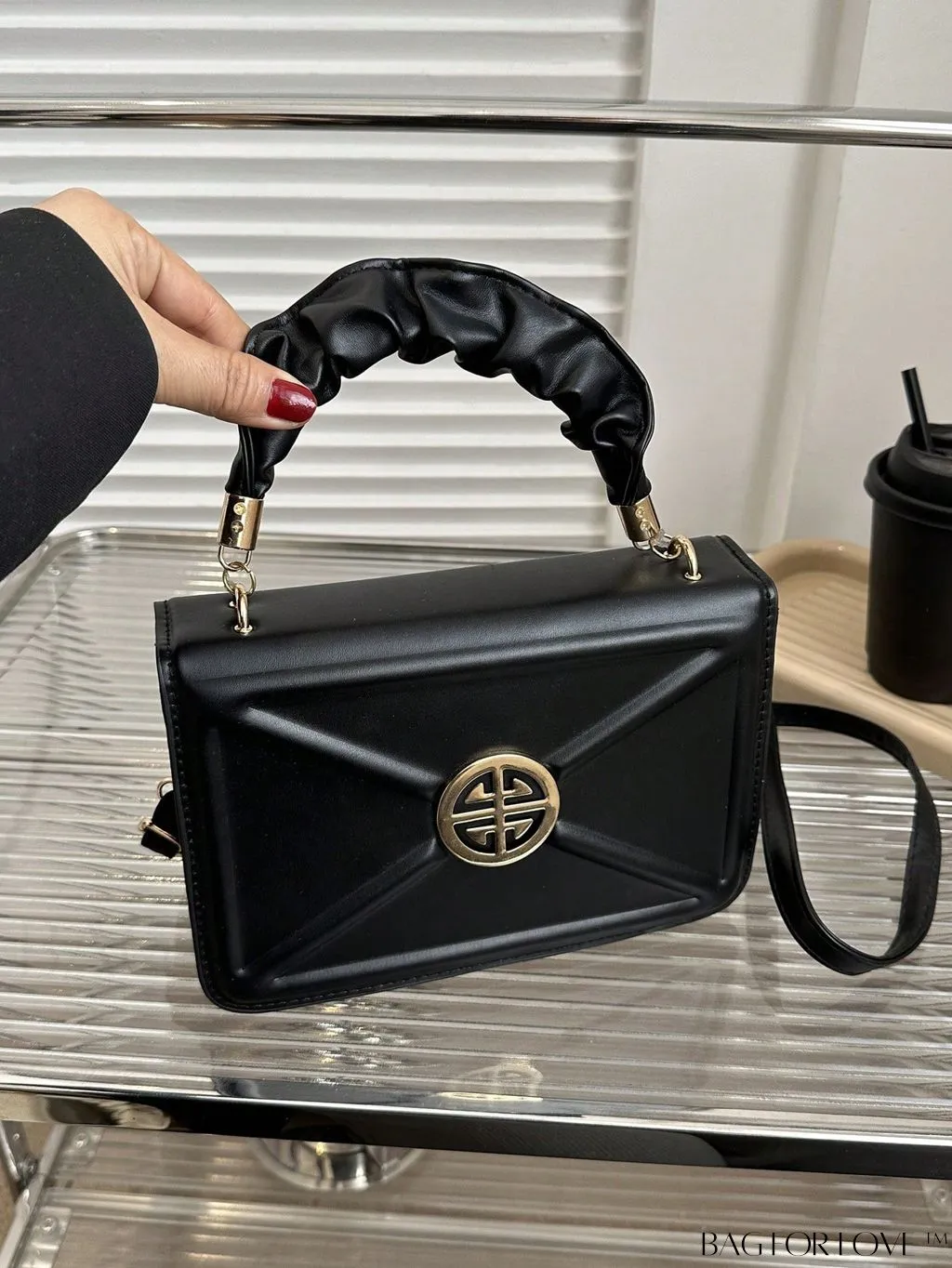 BagForLove - Stylish Top-Handle Bag with Red Square Metal Decoration