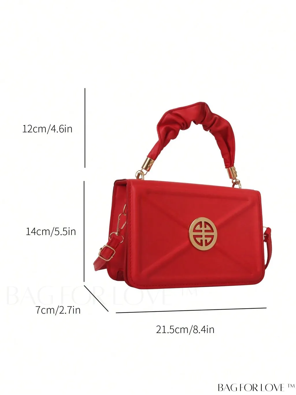 BagForLove - Stylish Top-Handle Bag with Red Square Metal Decoration