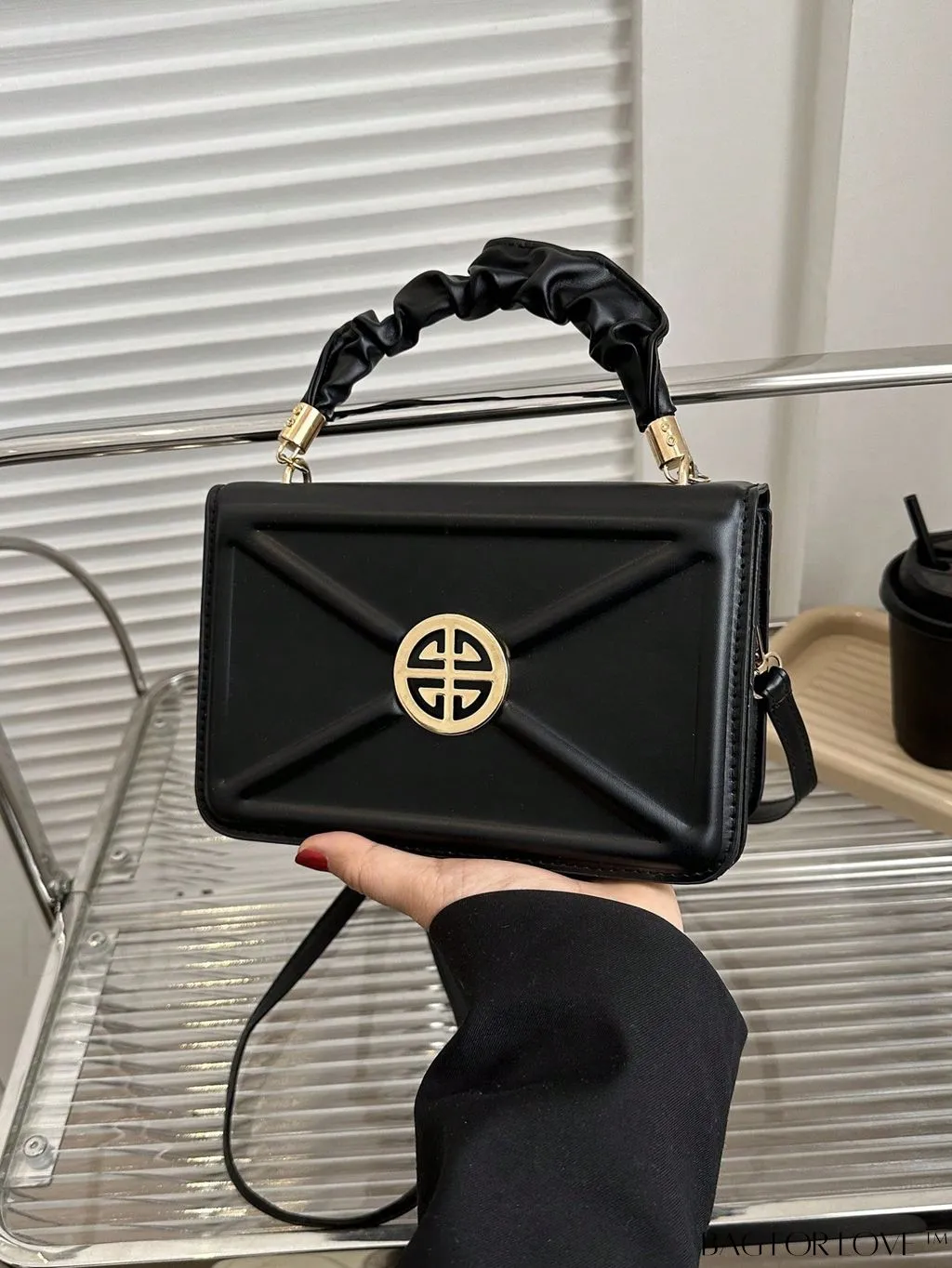 BagForLove - Stylish Top-Handle Bag with Red Square Metal Decoration
