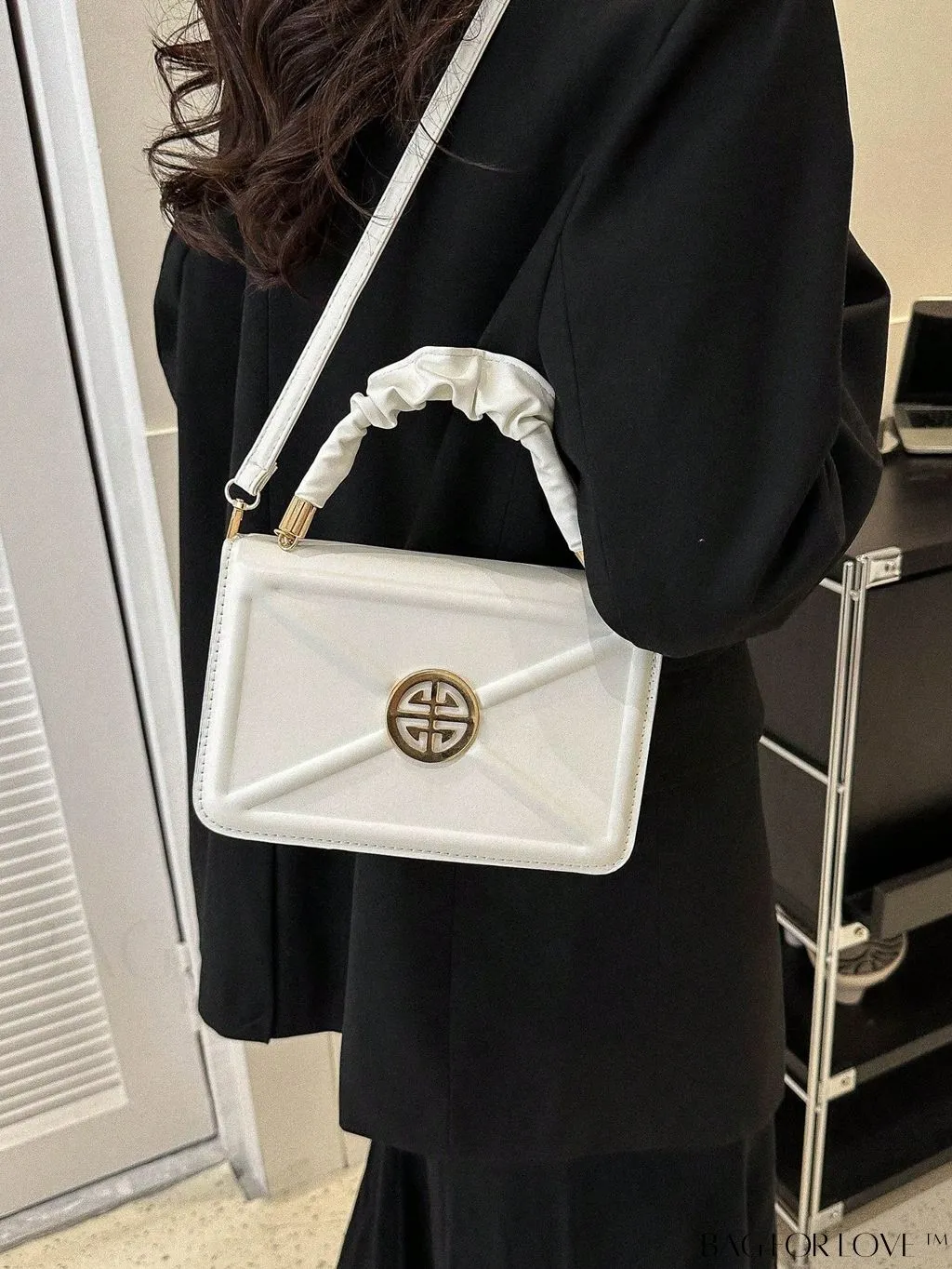BagForLove - Stylish Top-Handle Bag with Red Square Metal Decoration