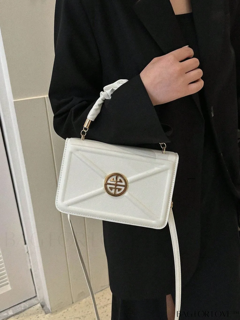 BagForLove - Stylish Top-Handle Bag with Red Square Metal Decoration