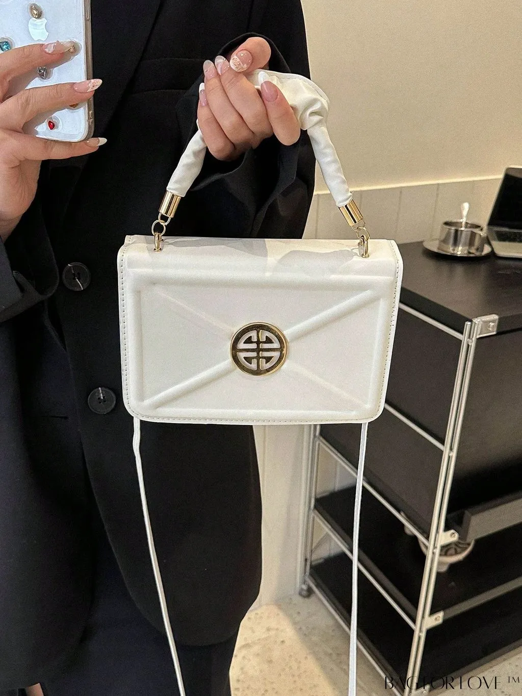 BagForLove - Stylish Top-Handle Bag with Red Square Metal Decoration