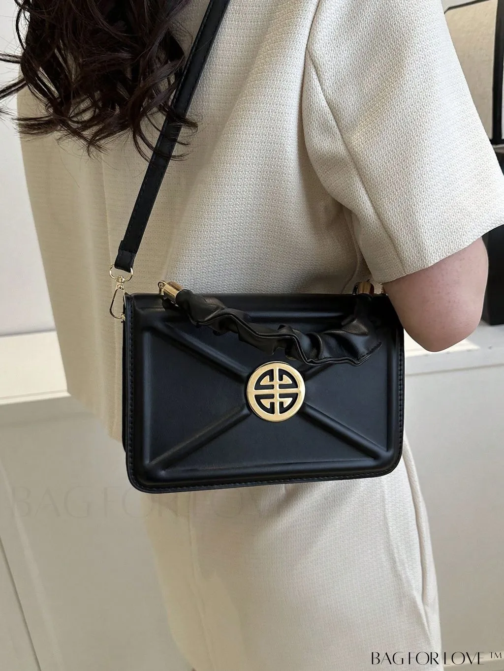 BagForLove - Stylish Top-Handle Bag with Red Square Metal Decoration