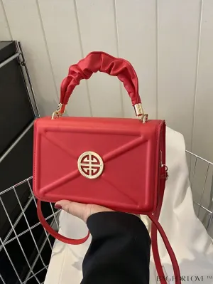 BagForLove - Stylish Top-Handle Bag with Red Square Metal Decoration