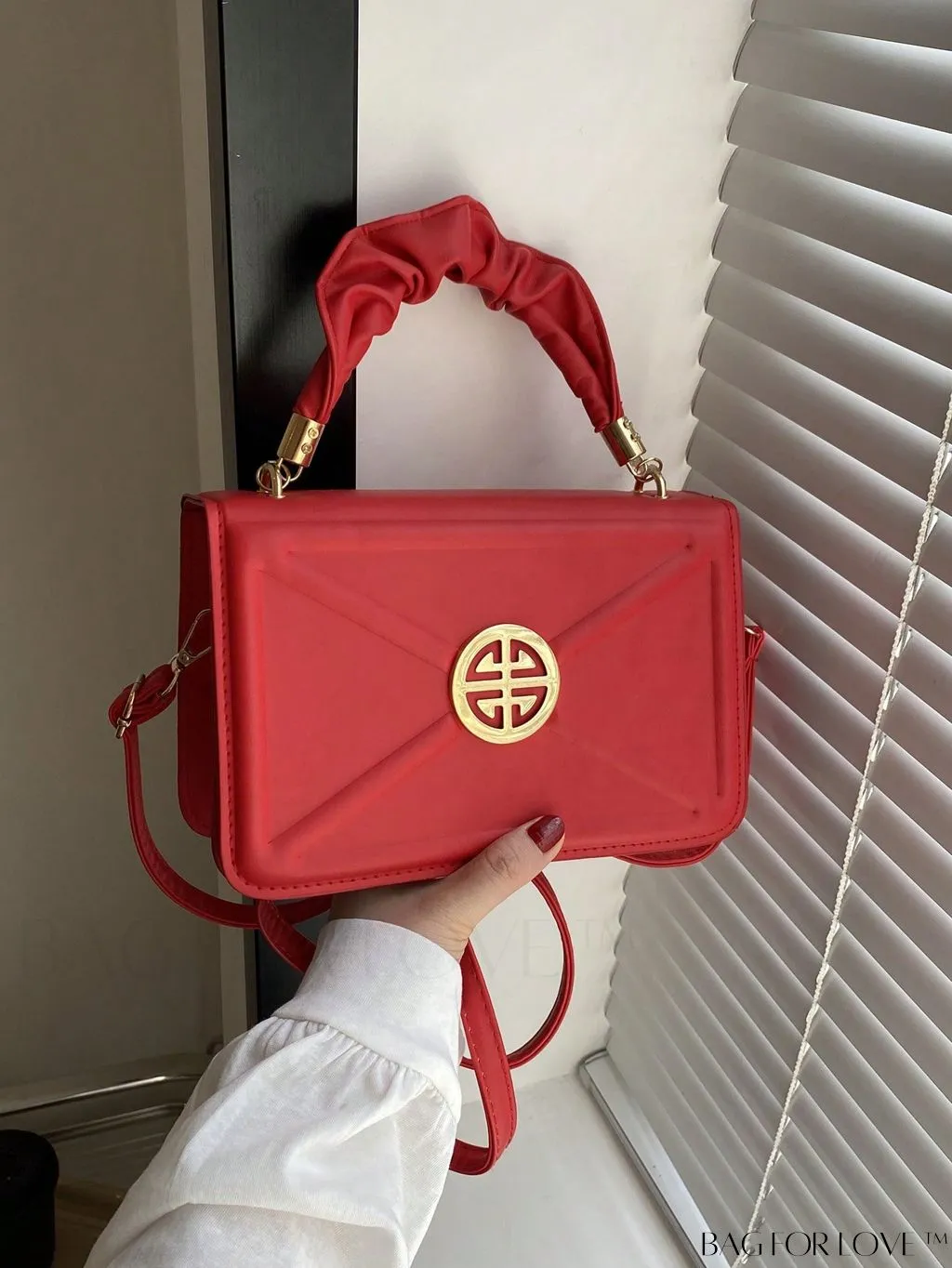 BagForLove - Stylish Top-Handle Bag with Red Square Metal Decoration