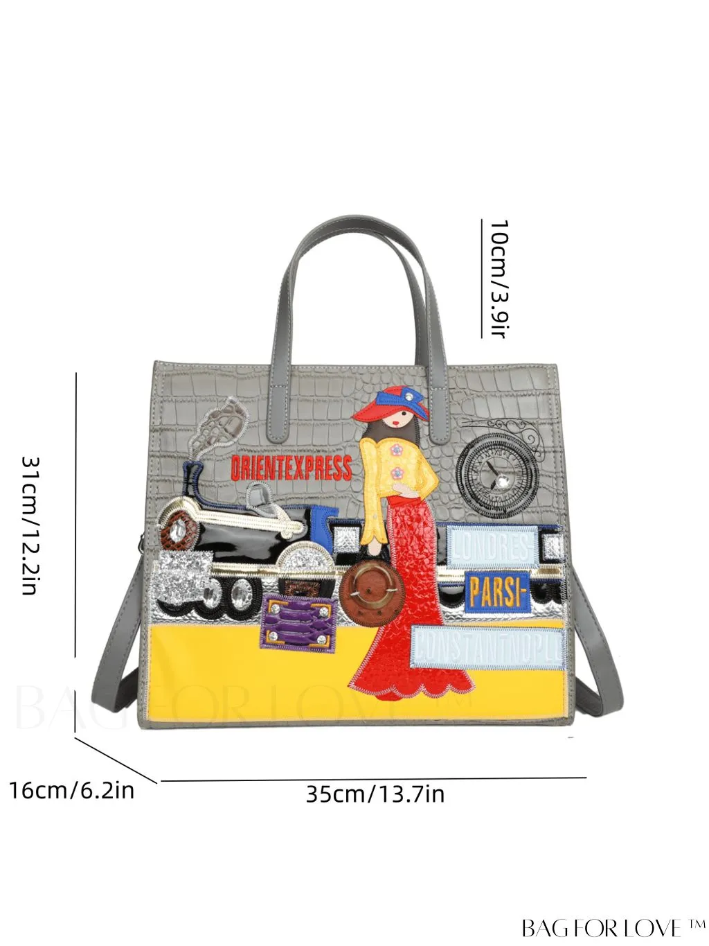 BagForLove - Stylish Womens Square Bag with Embroidered Cartoon Character Design - New Arrival