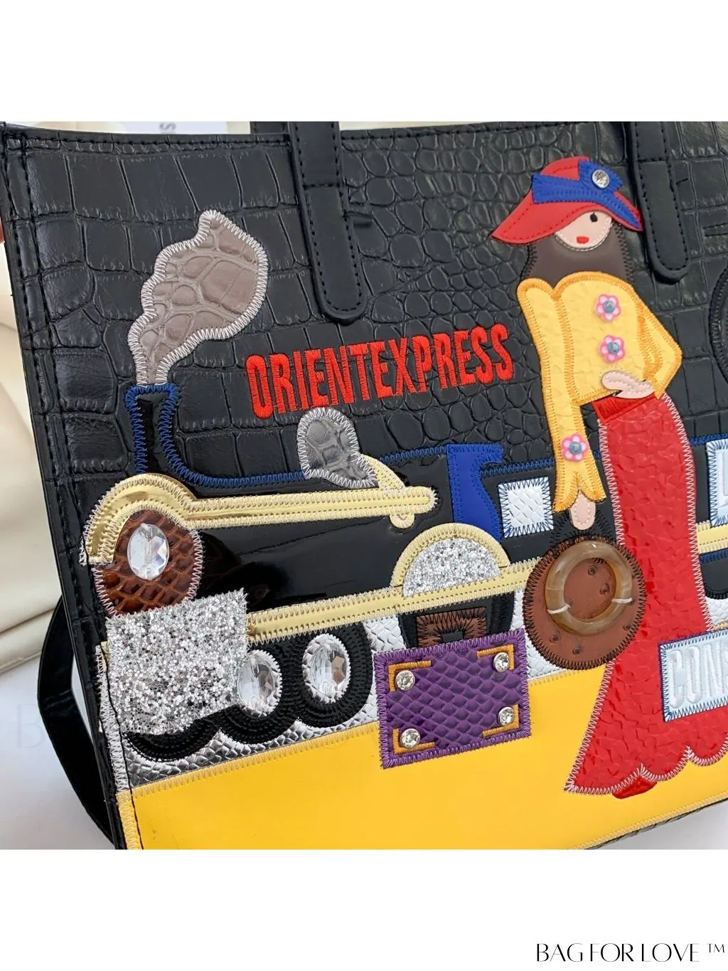 BagForLove - Stylish Womens Square Bag with Embroidered Cartoon Character Design - New Arrival