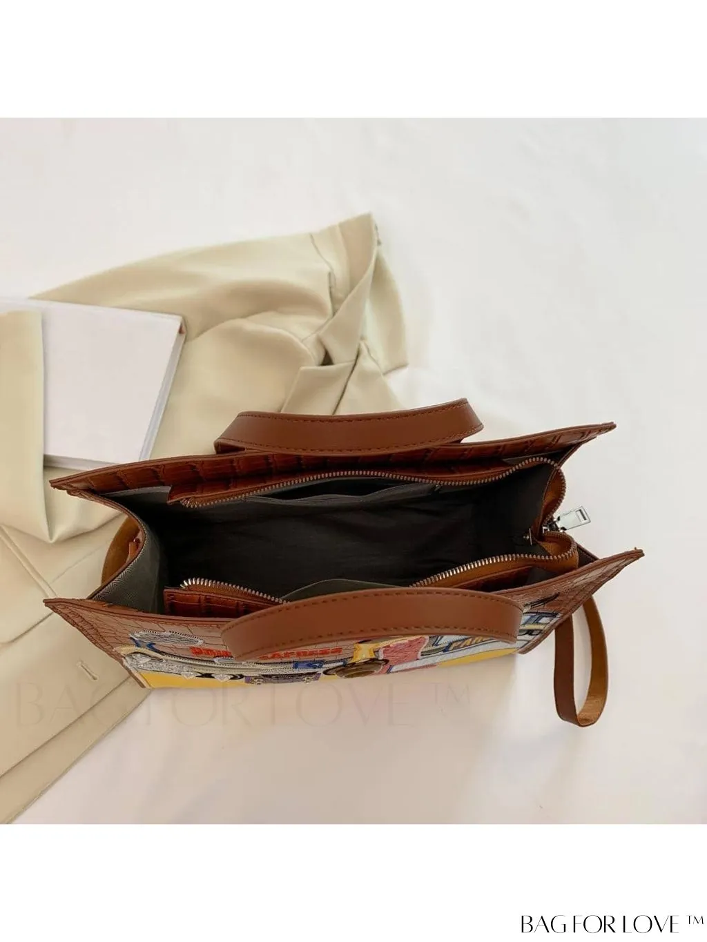 BagForLove - Stylish Womens Square Bag with Embroidered Cartoon Character Design - New Arrival