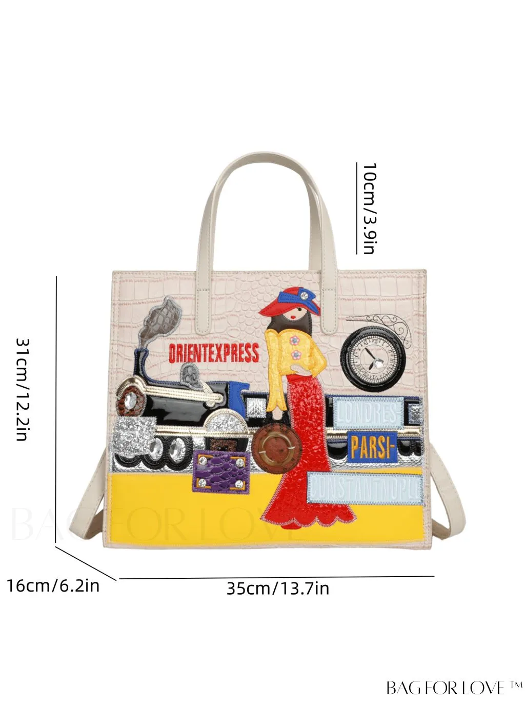 BagForLove - Stylish Womens Square Bag with Embroidered Cartoon Character Design - New Arrival