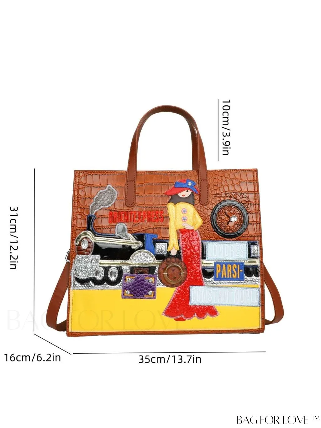 BagForLove - Stylish Womens Square Bag with Embroidered Cartoon Character Design - New Arrival