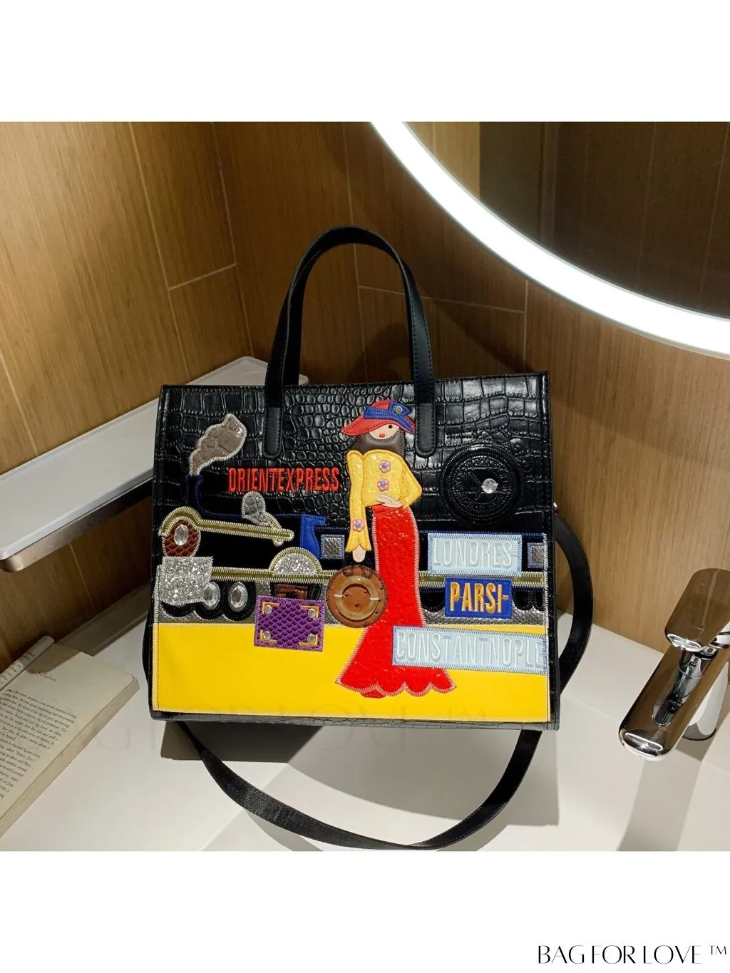 BagForLove - Stylish Womens Square Bag with Embroidered Cartoon Character Design - New Arrival