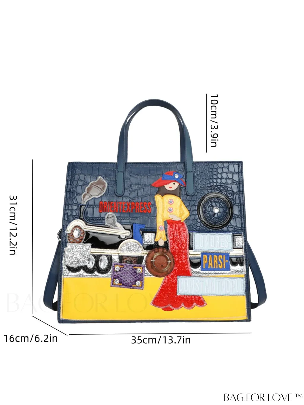 BagForLove - Stylish Womens Square Bag with Embroidered Cartoon Character Design - New Arrival