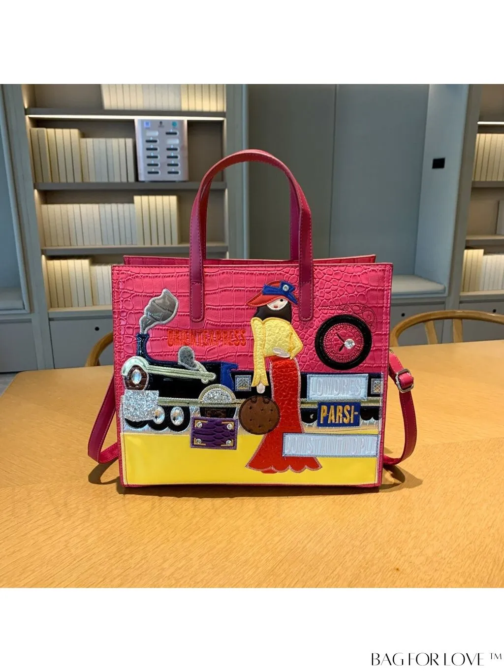 BagForLove - Stylish Womens Square Bag with Embroidered Cartoon Character Design - New Arrival