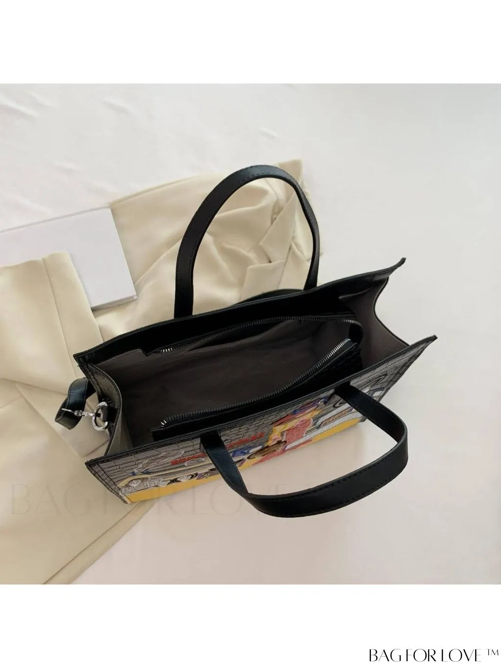 BagForLove - Stylish Womens Square Bag with Embroidered Cartoon Character Design - New Arrival