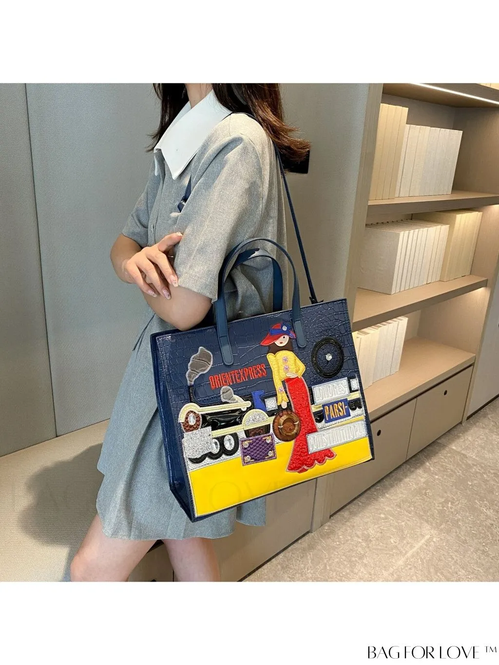 BagForLove - Stylish Womens Square Bag with Embroidered Cartoon Character Design - New Arrival