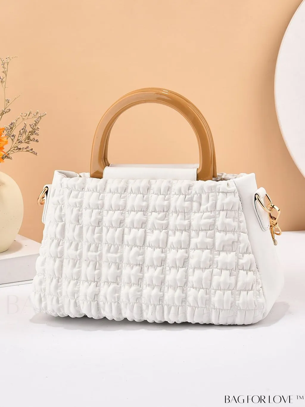 BagForLove - Womens Stylish Large Shoulder Bag with Chain-Embellished Double Handles & Zipper Closure