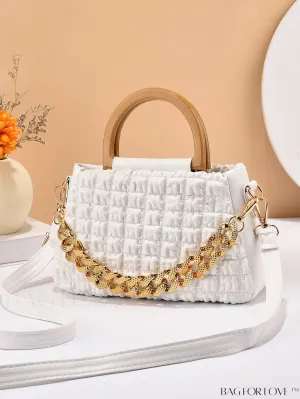 BagForLove - Womens Stylish Large Shoulder Bag with Chain-Embellished Double Handles & Zipper Closure
