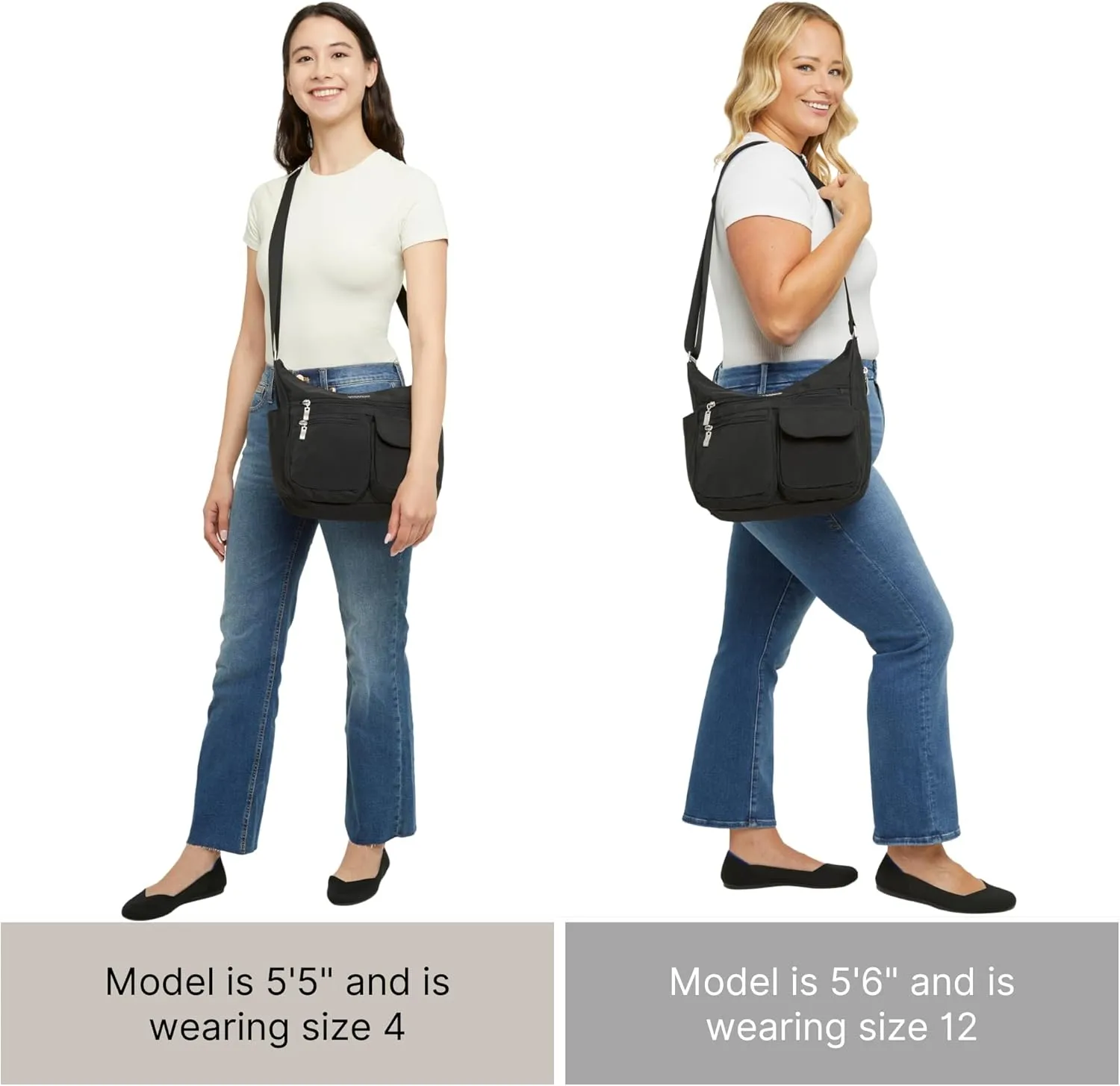 Baggallini Everywhere Bagg Crossbody Women 11x9 Lightweight Nylon Hobo Water-Resistant Travel Bag W/RFID